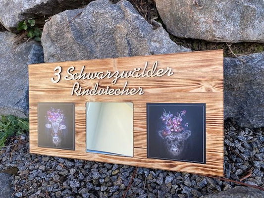 Schwarzwald Spiegel "Helena" 3 Schwarzwälder Rindviecher