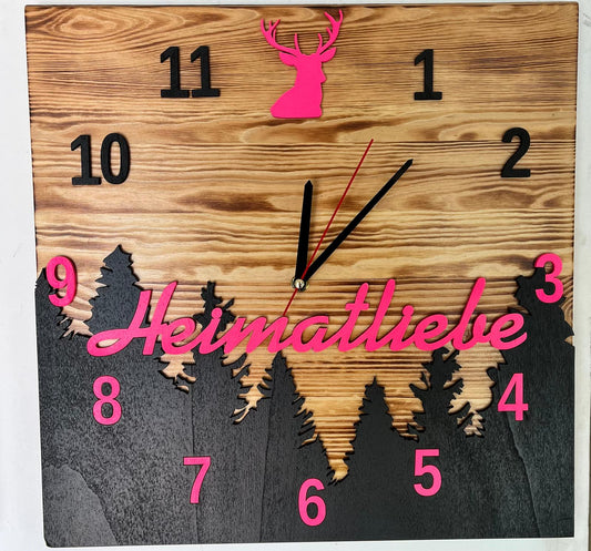 Uhr Heimatliebe pink / braun